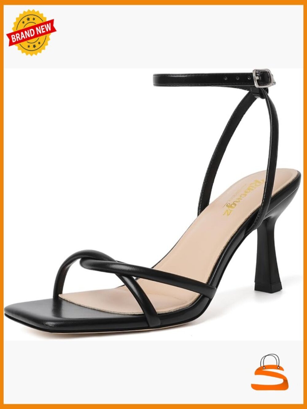 Kitten Heel Strappy Sandals Square Open Toe Ankle Strap Dress Heels